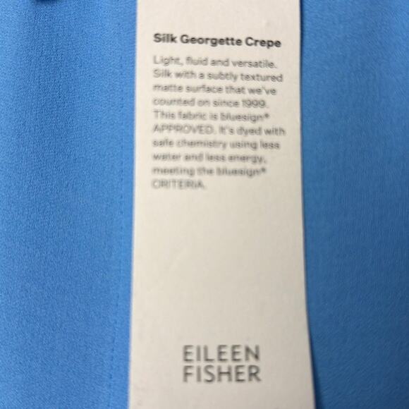 Eileen Fisher Silk Blouse Georgette Crepe Light Blue Size XL NWT Quiet Luxury - Picture 8 of 9